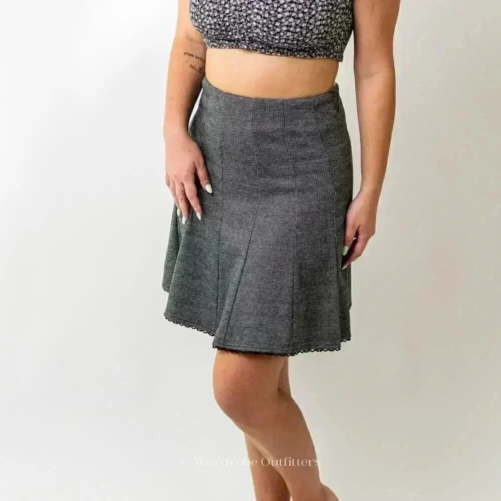 LBK Grey Midi Pleated Swing A-Skirt